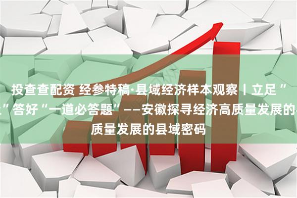 投查查配资 经参特稿·县域经济样本观察丨立足“一方水土”答好“一道必答题”——安徽探寻经济高质量发展的县域密码